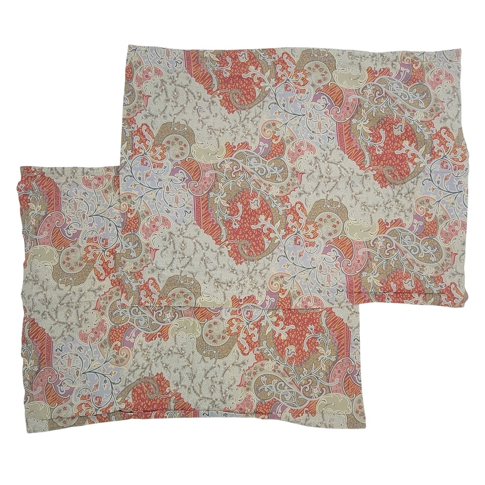 Pottery Barn Set of 2 Standard Pillow Shams Made in Italy Cotton Paisley Floral